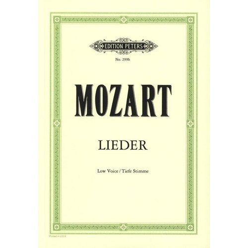 Songs 29 Low Ed Friedlaender - Vocal Score of 29 Songs by Mozart, Edition Peters, 1 Page