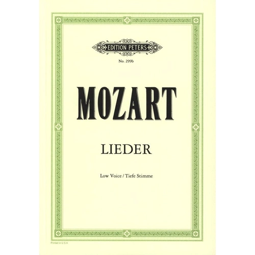 Songs 29 Low Ed Friedlaender - Vocal Score of 29 Songs by Mozart, Edition Peters, for Voice, 1 page