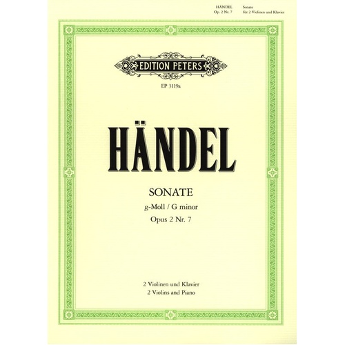 Trio Sonata Op. 2 No. 7 in G Minor for 2 Violins and Piano by George Frideric Handel