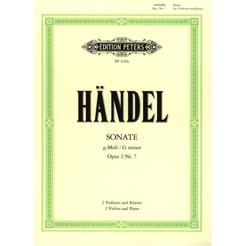 Trio Sonata Op. 2 No. 7 in G Minor for 2 Violins and Piano by George Frideric Handel