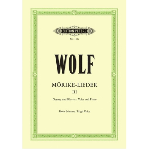 Morike Lieder Book 3 Nos 25-39 High-Med Ger/Eng (Softcover Book)