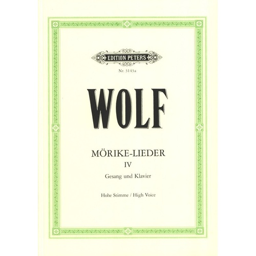 Morike Lieder Book 4 Nos. 40-53 Vocal Score by Hugo Wolf, Edition Peters