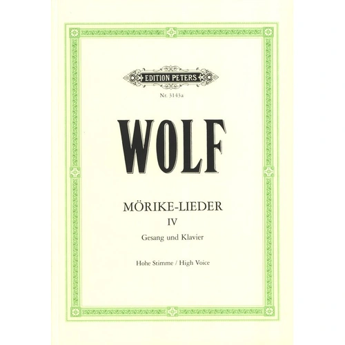 Morike Lieder Book 4 Nos. 40-53 Vocal Score by Hugo Wolf, Edition Peters