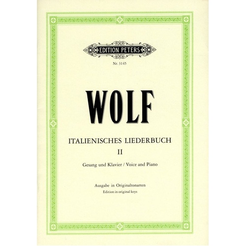 Italienisches Liederbuch BK 2 Vocal Score by Hugo Wolf - Edition Peters