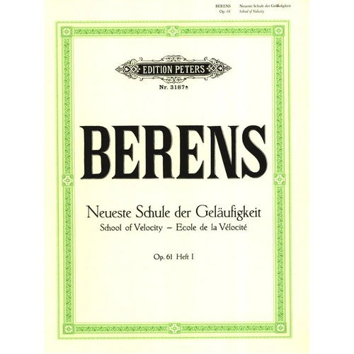 Berens School of Velocity Op 61 Vol 1 Studies 1-14 Piano Solo Edition Peters