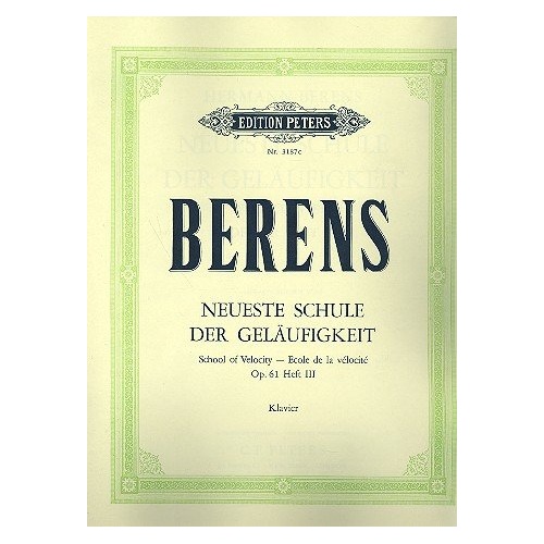 Berens School of Velocity Op 61 Vol 3 Piano Solo Studies 27-33 Edition Peters