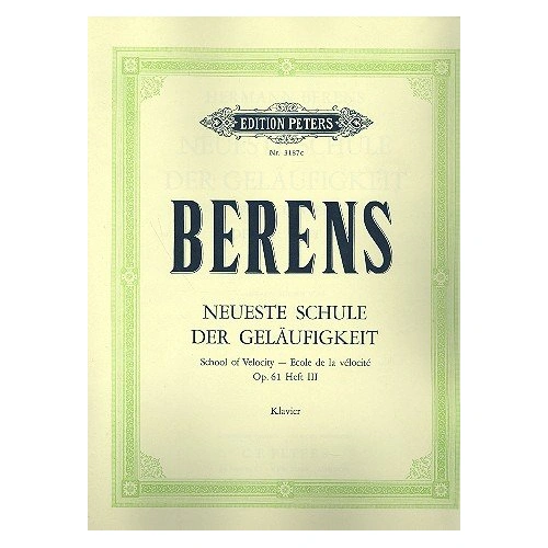 Berens School of Velocity Op 61 Vol 3 Studies 27-33 Piano Solo Edition Peters
