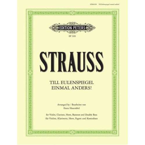 Till Eulenspiegel Op 28 clarinet Bassoon French Horn Violin Double Bass Sc/Pt (Music Score/Parts) Book