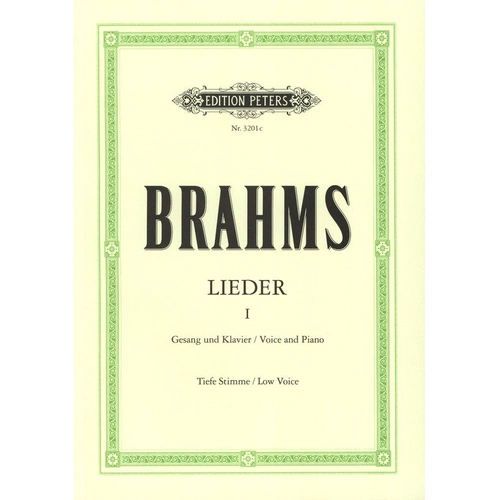 Brahms - Complete Songs Vol. 1 for Low Voice, 51 Songs, Vocal Score, German, Publisher: Edition Peters