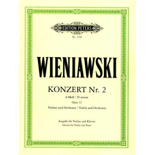 Wieniawski Concerto No. 2 Op. 22 for Violin and Piano - Edition Peters