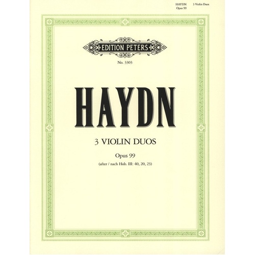Haydn - 3 Duets Op. 99 for 2 Violins, Edition Peters, Violin Duet, 1 Page