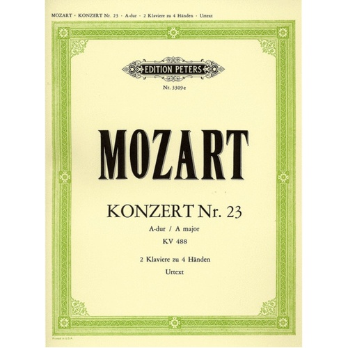 Mozart - Piano Concerto No 23 K 488 2P4H (Softcover Book)