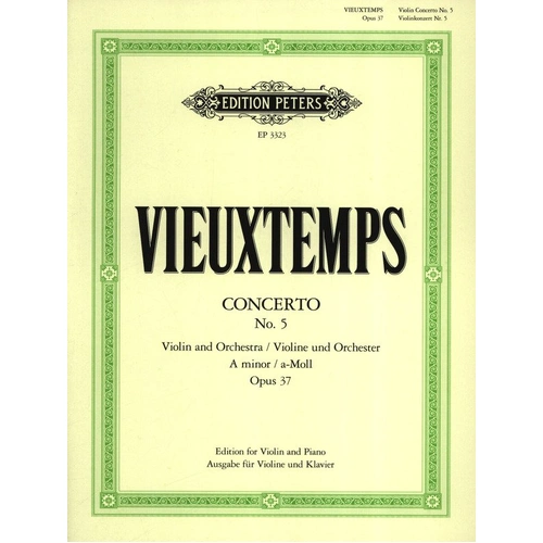 Vieuxtemps Concerto No. 5 in A Minor Op. 37 for Violin and Piano - Edition Peters