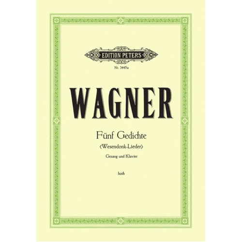 Wesendonck Lieder 5 High Eng/Ger (Softcover Book)