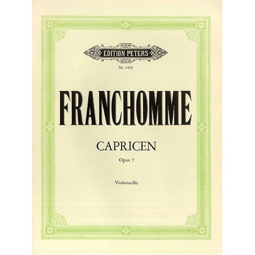 Franchomme 12 Caprices Op. 7 for Cello Solo, Edited by Paul Klenge, Published by Edition Peters