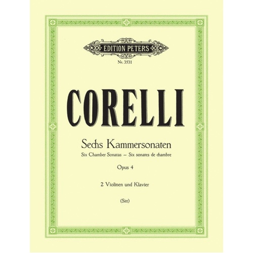 Sonatas Da Camera Op 4 Nos 1-6 2Violin/Piano (Softcover Book)
