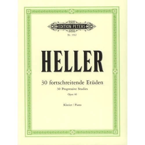 Heller 30 Progressive Studies Op. 46 for Solo Piano, Edited by Adolf Ruthardt, Edition Peters