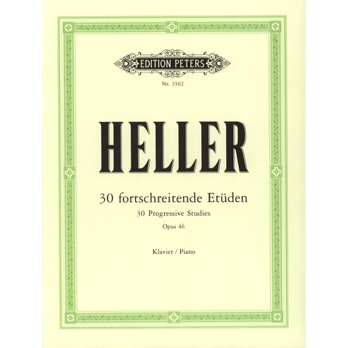 Heller 30 Progressive Studies Op. 46 for Solo Piano, Edited by Adolf Ruthardt, Edition Peters