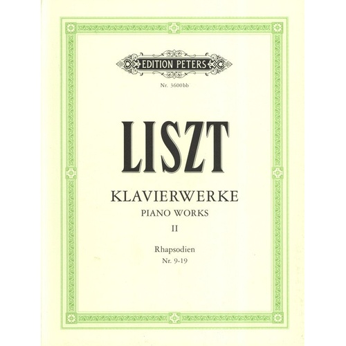 Piano Works Vol. 2: Hungarian Rhapsodies Nos. 9-16 by Franz Liszt, Piano Solo, Edition Peters, 1 Page