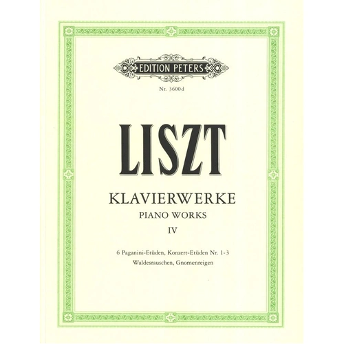 Piano Works Vol 4: Paganini Studies & Concert Etudes by Franz Liszt, Edition Peters, Piano Solo, 1 Page