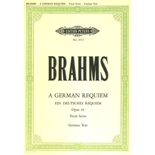 Brahms - German Requiem Op 45 Vocal Score German (Softcover Book)