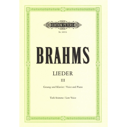 Songs Comp Bk 3 Vocal Score by Johannes Brahms, Edition Peters, 1 Page