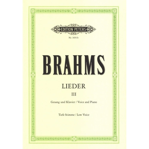 Songs Compilation Book 3 Medium Low German Vocal Score by Johannes Brahms