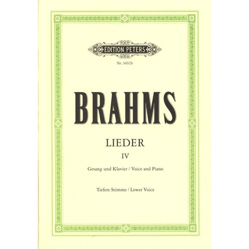Songs Compilation Book 4 for Medium Low Voice by Johannes Brahms, Vocal Score, Edition Peters, 1 Page