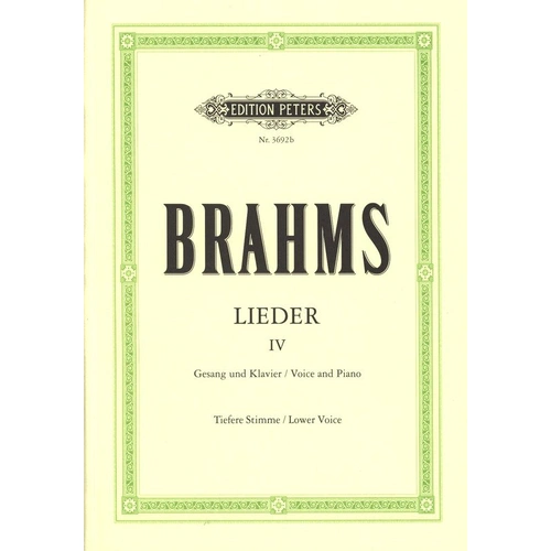 Songs Compilation Book 4 for Medium Low Voice by Johannes Brahms, Vocal Score, Edition Peters, 1 Page