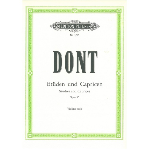 Dont Etudes and Caprices Op. 35 for Violin, Grade 8 Level, 24 Exercises, Edition Peters
