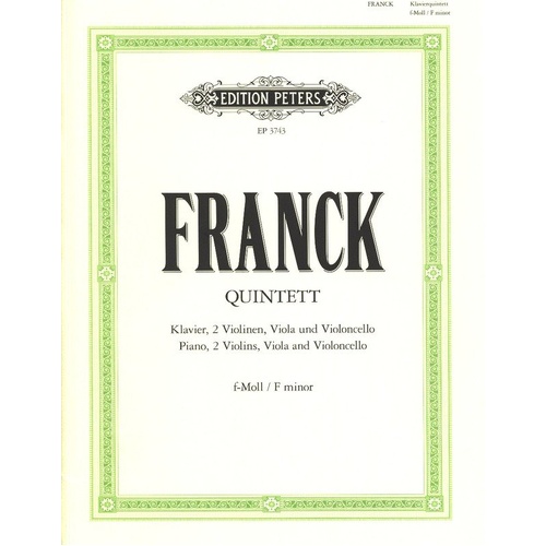 Cesar Franck Piano Quintet in F Minor, Edition Peters, 1 Page