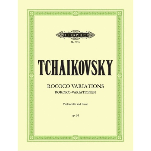 Tchaikovsky - Rococo Variations Op 33 Cello/Piano (Softcover Book)