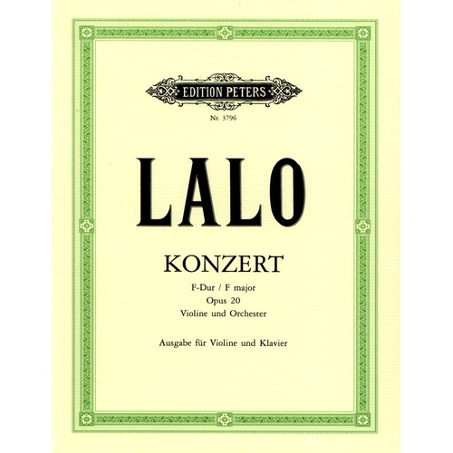 Lalo - Concerto No 1 Op 20 for Violin and Piano, Edition Peters, 1 Page