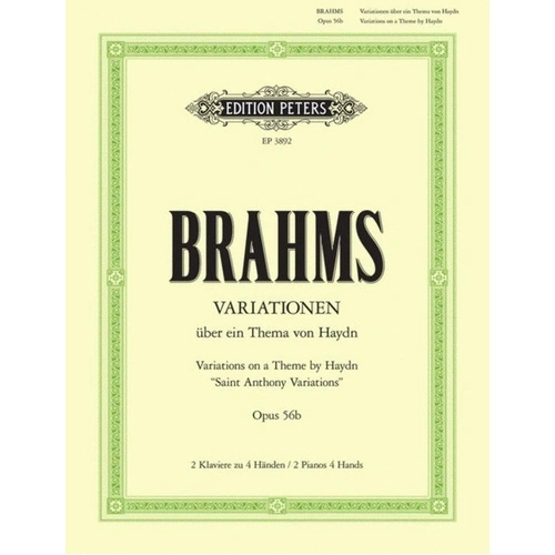 Brahms: Variations on a Theme of Haydn Op. 56B for 2 Pianos 4 Hands, Edition Peters