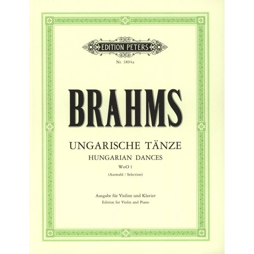 Brahms Hungarian Dances Nos 1-12 for Violin and Piano, Edition Peters, 1 Page