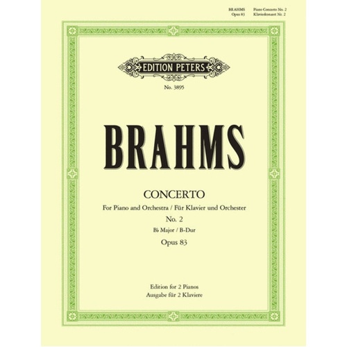 Brahms - Piano Concerto No 2 B Flat Op 83 2P 4H (Softcover Book)
