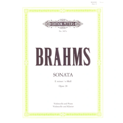 Brahms Sonata No 1 E Minor Op 38 for Cello and Piano, Edition Peters