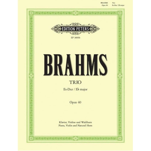 Brahms Trio Op. 40 in Eb for Violin, French Horn, Piano - Accompaniment Score/Parts Peters EP3899B