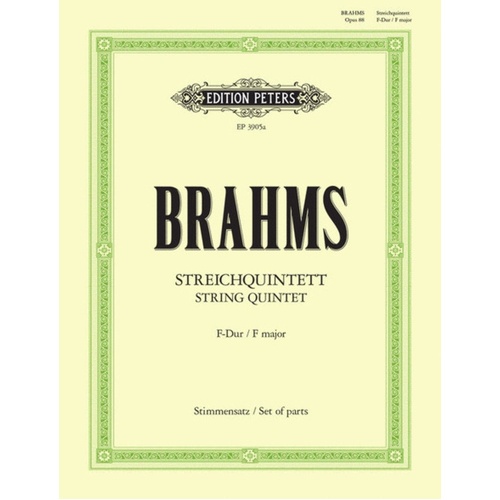Quintet No 1 Op 88 F 2 Violin 2 Viola Vc (Music Score/Parts) Book
