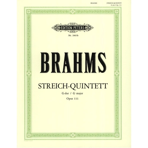 Brahms String Quintet No. 2 in G Major Op. 111 for Cello, Viola, Violin - Edition Peters