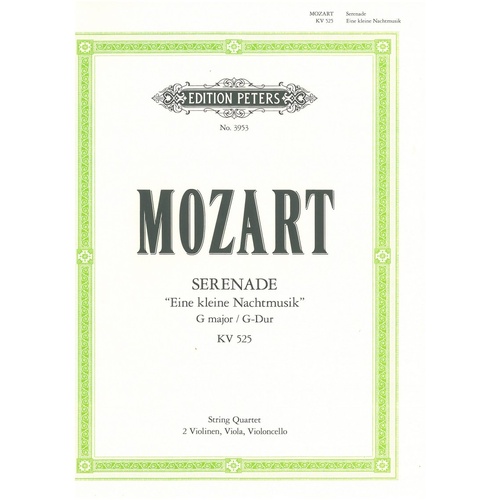 Mozart - Eine Kleine Nachtmusik String Quartet, Serenade in G K. 525, Edition Peters, 1 Page