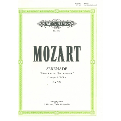Mozart - Eine Kleine Nachtmusik String Quartet, Serenade in G K. 525, Edition Peters, 1 page