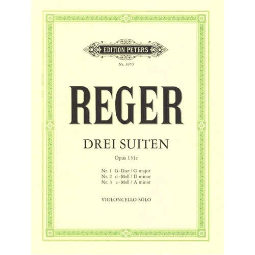 Max Reger - Suites 3 Op. 131C for Cello Solo - Edition Peters - 1 Page