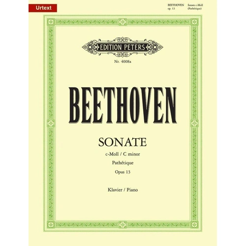 Beethoven Sonata in C Minor Op. 13 Pathetique Urtext Edition Piano Solo by Edition Peters