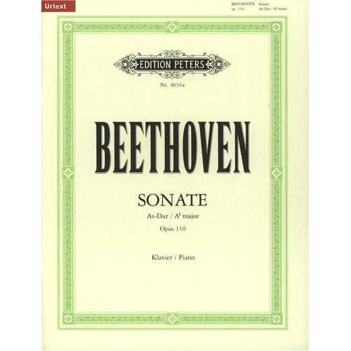 Beethoven - Sonata in A Flat Op. 110 for Piano, Urtext Edition by Johannes Fischer, Edition Peters, 1 Page