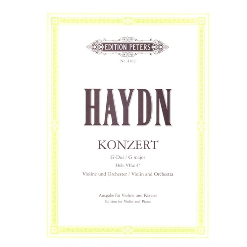 Haydn Concerto No. 2 in G Hob.VIIa/4 for Violin and Piano Edition Peters