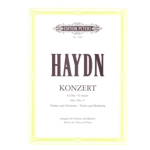 Haydn Concerto No. 2 in G Hob.VIIa/4 for Violin and Piano, Edited by Kuchler, Published by Edition Peters