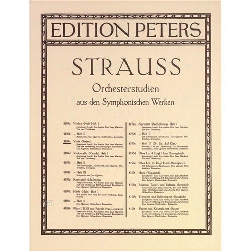 Orchestral Studies for Viola by Richard Strauss, Edition Peters, 1 page