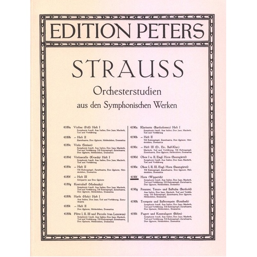 Richard Strauss - Orchestral Studies for Horn, Edition Peters, French Horn Solo, 1 Page