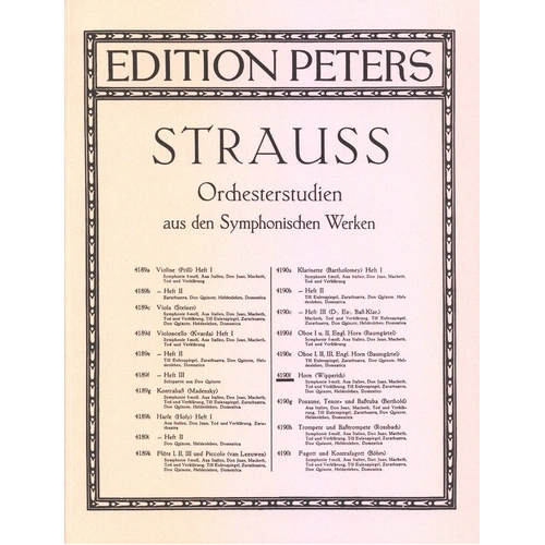 Richard Strauss - Orchestral Studies for Horn, Edition Peters, French Horn Solo, 1 Page